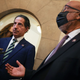 Rep. Jamie Raskin (D-MD) (L) and Rep. Bennie Thompson (D-MS) (R) speak to reporters outside of House Speaker Nancy Pelosi’s (D-CA) office following a meeting with other members of the select committee investigating the January 6th insurrection on July 22, 2021, in Washington, DC.